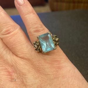 Blue Crystal Emerald Cut Ring